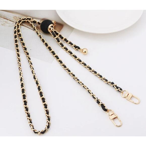 NEW unbranded replacement chain black light gold Faux Leather Adjustable length - Picture 1 of 1